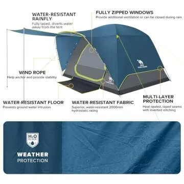 CAMEL CROWN 6 Person Waterproof Camping Tent Easy Setup