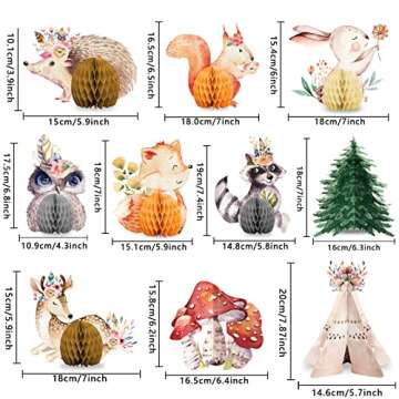 Woodland Baby Shower Decorations Floral Woodland Animal Honeycomb Centerpieces Stick Pink Flowers Bo...