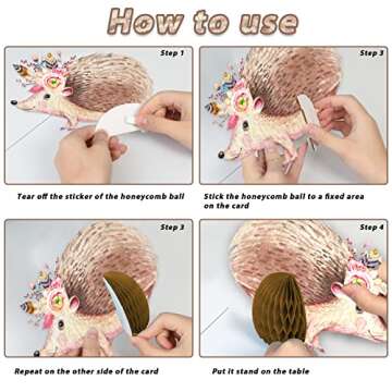 Woodland Baby Shower Decorations Floral Woodland Animal Honeycomb Centerpieces Stick Pink Flowers Boho Woodland Creatures Shaped Cutouts Table Decorations for Girl Forest Theme Party Favors Home Decor