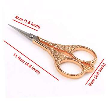 BIHRTC Vintage European Style Scissors Stainless Steel for Cross Stitch Cutting Embroidery Sewing Ha...