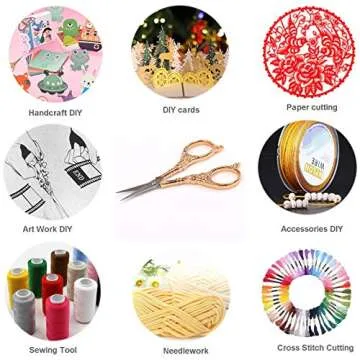 BIHRTC Vintage European Style Scissors Stainless Steel for Cross Stitch Cutting Embroidery Sewing Handcraft Craft Art Work DIY Tool(Rose Gold)