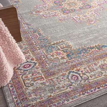 Nourison Passion Grey 8' x 10' Area Rug, Boho, Traditional, Easy Clean, Non Shedding, Bed Room, Livi...