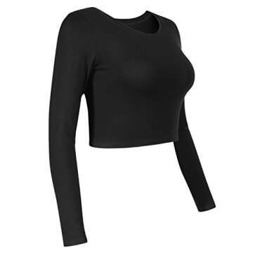 Womens Long Sleeve Crop Tops Basic Teen Girl Clothes Casual Cute Yoga Shirts Layering Slim Fitted Wo...