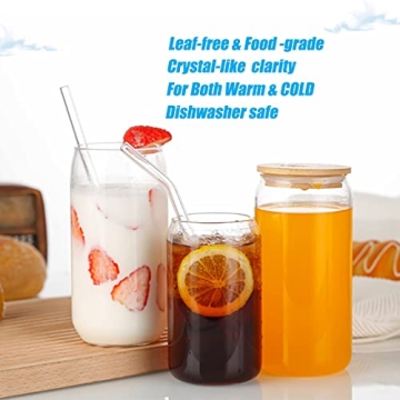 Hoteelee Eco-Friendly Drinking Glasses Set with Lids