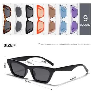 VANLINKER Polarized Small Trendy Skinny Cat Eye Sunglasses Women Retro Tiny Square Shade Black