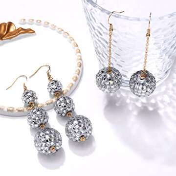 YAHPERN Disco Ball Earrings - 60s 70s Party Accessories