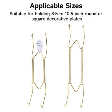 Fasunry 10 Pack Plate Hangers, 10 Inch Wall Plate Hangers and 12 Pack Wall Hooks, Compatible 8.5 to ...