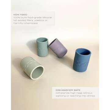 Hippypotamus Toddler Cups - 100% Food-Grade Silicone Open Training Cups for Baby - Weighted Bottom - Small Drinking Cups - Set of 2 (SAGE/FOG)