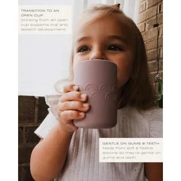 Hippypotamus Toddler Cups - 100% Food-Grade Silicone Open Training Cups for Baby - Weighted Bottom - Small Drinking Cups - Set of 2 (SAGE/FOG)