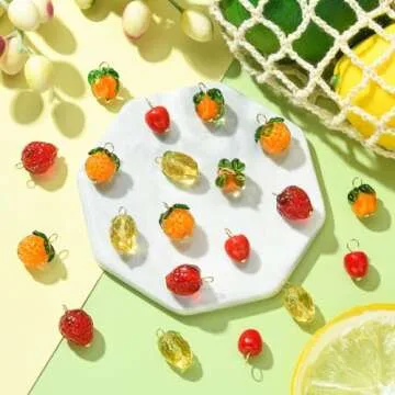 DanLingJewelry 20Pcs Fruit Lampwork Glass Charms for Crafts