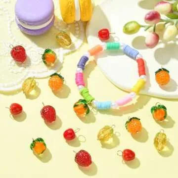 DanLingJewelry 20Pcs Fruit Lampwork Glass Charms for Crafts