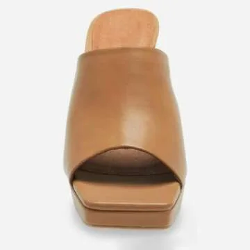 Trish Lucia Womens Platform Chunky Heels Mules Square Open Toe High Heeled Sandals Slip On Slides Dress Shoes