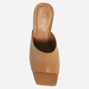 Trish Lucia Womens Platform Chunky Heels Mules Square Open Toe High Heeled Sandals Slip On Slides Dress Shoes