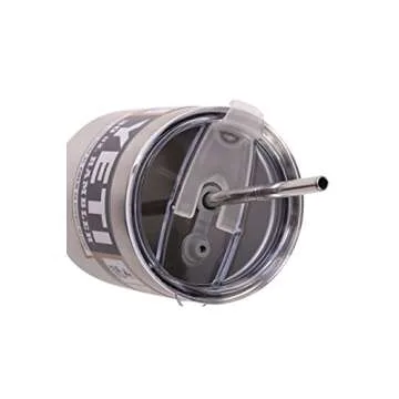 CocoStraw 4 WIDE Stainless Steel Straws + Straw hole LID Extra LONG 30 oz Fits Yeti Tumbler Rambler Cups Brand Drinking Straw (4 WIDE straws + Straw Lid)