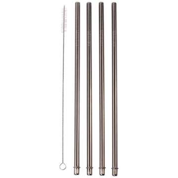 CocoStraw 4 WIDE Stainless Steel Straws + Straw hole LID Extra LONG 30 oz Fits Yeti Tumbler Rambler Cups Brand Drinking Straw (4 WIDE straws + Straw Lid)