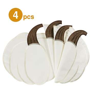 OWENIE Fall Placemats Set of 4, Thanksgiving Round Placemats with Embroidered Pumpkins, Harvest Placemat, Autumn Home Decor, Halloween Table Mats for Kitchen Dinning Table, Ivory, 15 Inch