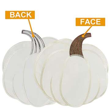 OWENIE Fall Placemats Set of 4, Thanksgiving Round Placemats with Embroidered Pumpkins, Harvest Placemat, Autumn Home Decor, Halloween Table Mats for Kitchen Dinning Table, Ivory, 15 Inch