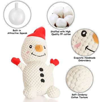 Senneny Dog Christmas Toys Snowman, Stuffed Squeaky Toys for Dogs Puppy, Plush for Large Medium Smal...