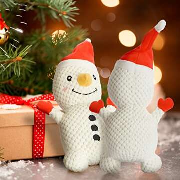 Senneny Dog Christmas Toys Snowman, Stuffed Squeaky Toys for Dogs Puppy, Plush for Large Medium Small Dogs, Interactive Durable Dog Chew Toys