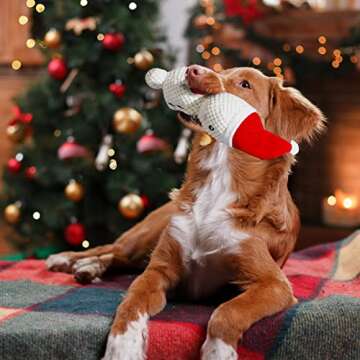 Senneny Dog Christmas Toys Snowman, Stuffed Squeaky Toys for Dogs Puppy, Plush for Large Medium Small Dogs, Interactive Durable Dog Chew Toys