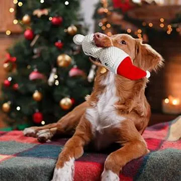Senneny Dog Christmas Toys Snowman, Stuffed Squeaky Toys for Dogs Puppy, Plush for Large Medium Small Dogs, Interactive Durable Dog Chew Toys