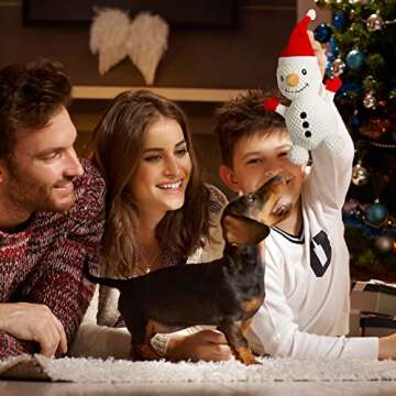 Senneny Dog Christmas Toys Snowman, Stuffed Squeaky Toys for Dogs Puppy, Plush for Large Medium Small Dogs, Interactive Durable Dog Chew Toys