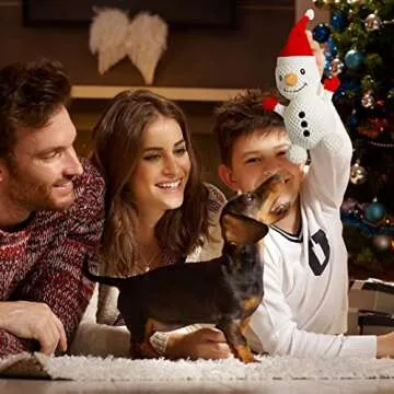 Senneny Dog Christmas Toys Snowman, Stuffed Squeaky Toys for Dogs Puppy, Plush for Large Medium Small Dogs, Interactive Durable Dog Chew Toys