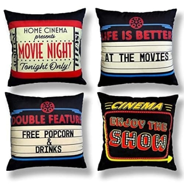 Vintage Cinema Pillow Covers - Soft Velvet Movie Decor