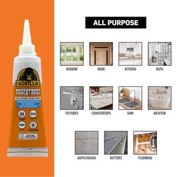 Gorilla Waterproof Caulk & Seal 100% Silicone Sealant; White; 2.8oz Squeeze Tube (Pack of 2)