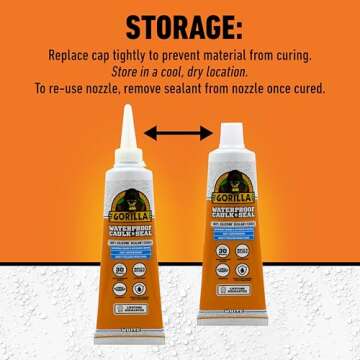 Gorilla Waterproof Caulk & Seal 100% Silicone Sealant; White; 2.8oz Squeeze Tube (Pack of 2)