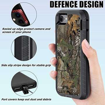 OTTARTAKS Compatible for iPhone SE 2022/2020/3rd/2nd//8/7/6s/6 Case with Screen Protector Heavy Duty Camo Phone Case Case for Men Boys Shockproof 3-Layer Protective Case, Camouflage