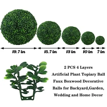 Sunnyglade 15.7" Artificial Boxwood Topiary Balls for Decor