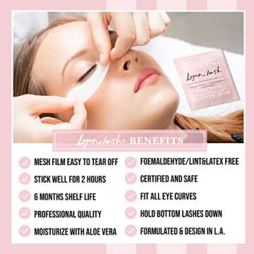 100 Pairs Eyelash Extension Under Eye Gel Pads by Lyon Lash - Lint Free with Aloe Vera Hydrogel Eye ...