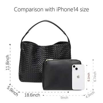 FEOFFS Woven Leather Tote Bag for Women - Eco-Friendly Crossbody Handbag