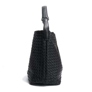 FEOFFS Stylish Woven Leather Tote Bag for Women