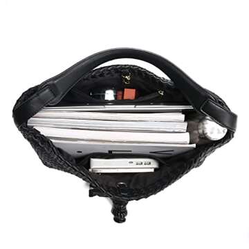 FEOFFS Stylish Woven Leather Tote Bag for Women