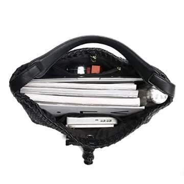 FEOFFS Stylish Woven Leather Tote Bag for Women