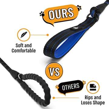 ACTIVE PETS Strong Dog Rope Leash with Soft Comfortable Padded Handle and Highly Reflective Threads ...