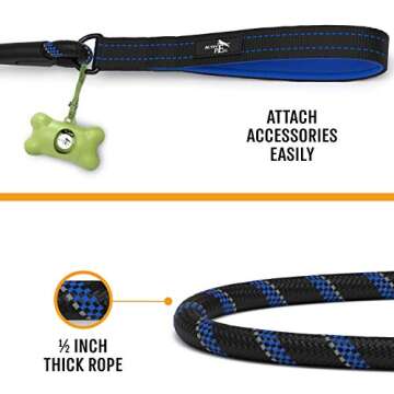 ACTIVE PETS Rope Leash - Strong, Reflective, Comfortable