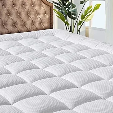 MATBEBY Quilted Fitted Full Mattress Pad - Plush Comfort for All Night Sleep