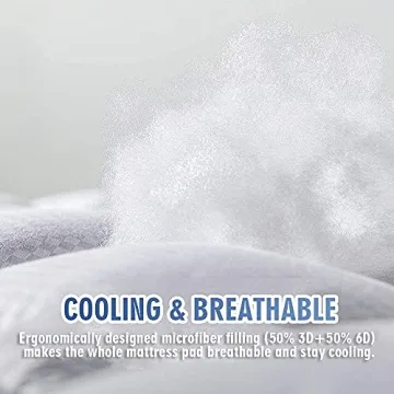 MATBEBY Quilted Full Mattress Pad - Fluffy & Cooling Comfort
