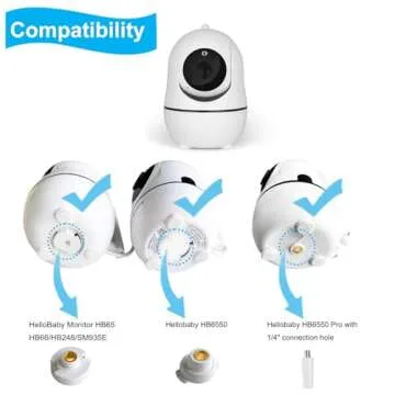 Flexible Baby Monitor Clip Clamp Mount Compatible with HelloBaby HB6550/HB65/HB66/HB248,ANMEATE SM93...