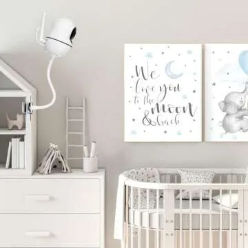 Flexible Baby Monitor Clip Clamp Mount Compatible with HelloBaby HB6550/HB65/HB66/HB248,ANMEATE SM935E,iFamily 43E,Kidsneed SM935, Hellobaby Camera Mount Without Tools or Wall Damage