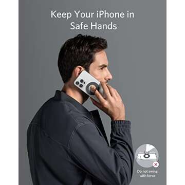 Anker Magnetic Phone Grip, MagGo 610 Ring Holder, Adjustable Kickstand, Only for iPhone 16/16 Plus/16 Pro/16 Pro Max/15/14/13/12 Series