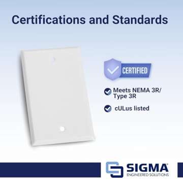 SIGMA ENGINEERED SOLUTIONS 14240WH Weatherproof Outdoor Rectangular Cover Plate for Outlet Boxes, White, Metal, 1-Gang