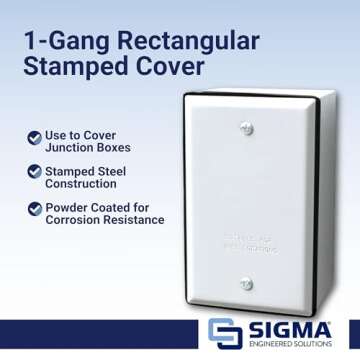 SIGMA ENGINEERED SOLUTIONS 14240WH Weatherproof Outdoor Rectangular Cover Plate for Outlet Boxes, White, Metal, 1-Gang