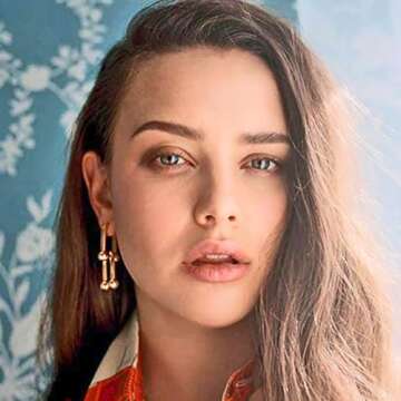 Amoina 14k Gold Plated Ball U Shape Pin Y2K Style Chunky Earring Link Chain Chunky Circle Hoop Earrings Paperclip Link Chain Jewelry Drop Dangle Earrings set for women