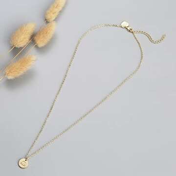 Befettly Constellation Necklace Pendant 14K Gold-Plated Hammered Round Disc Engraved Zodiac Sign Pendant 17.5’’ Adjustable Dainty Necklace NK-Libra