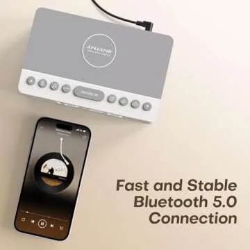 ANJANK Wooden Sound Machine Alarm Clock for Bedroom, Bluetooth Speaker, 20 Soothing Sounds, 0-100% Dimmer, Wireless Charging Station for iPhone/Samsung, Sleep Timer, White Noise Machine for Sleeping