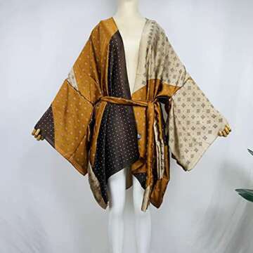 Summer Beach Cover up Women Cardigan Fashion Sexy Boho African Holiday Party Long Sleeve Silk Feelin...